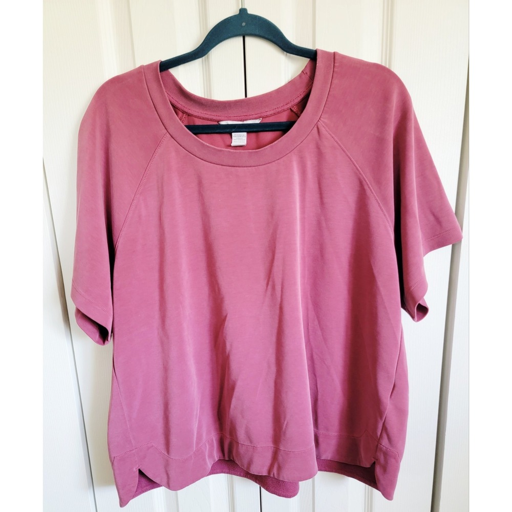 Athleta XL Essence Crop Tee Womens Dolman Sleeve Crew‎ Neck XL Plum Active